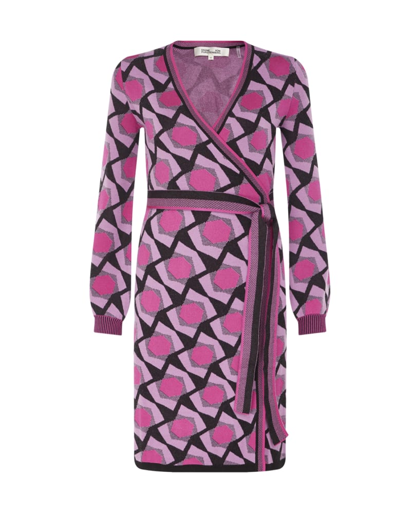 Geo jacquard knit wrap dress hotsell